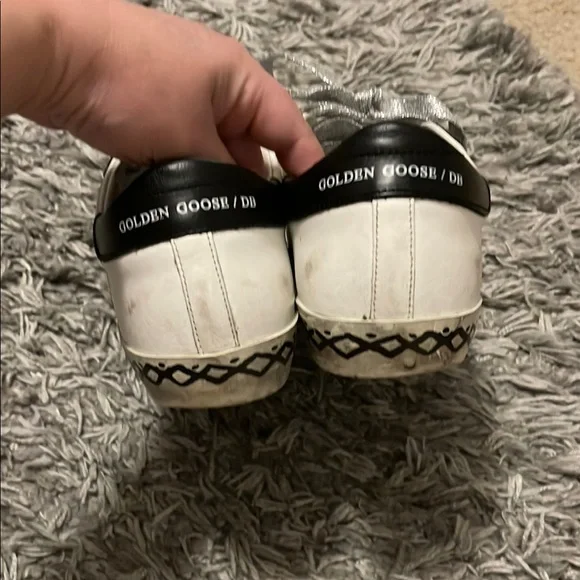 Golden Goose Black and White Distressed Sneakers - Picture 7 of 9